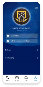 FindSec mobile app profile screen