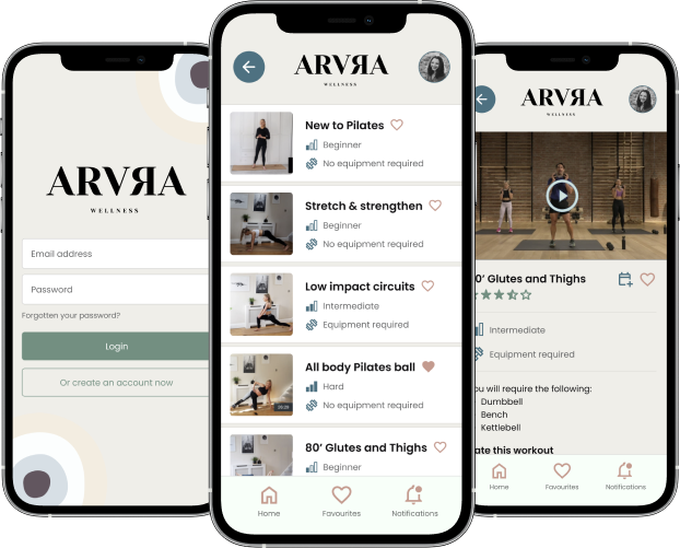 ARVRA Wellness app screens thumbnail
